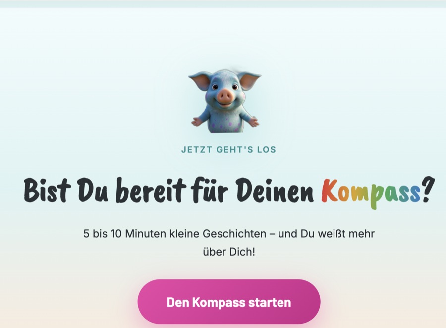 Der Startbildschirm des Kompass mit dem Knopf „Den Kompass starten